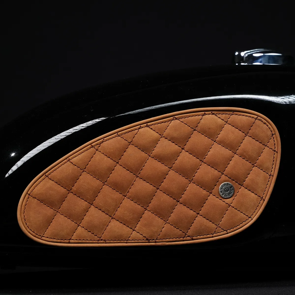 Tanners Pride Raised Diamond Tankpads (Interceptor 650) - Tobacco Brown Handcrafted Full-Grain Leather (View 11)