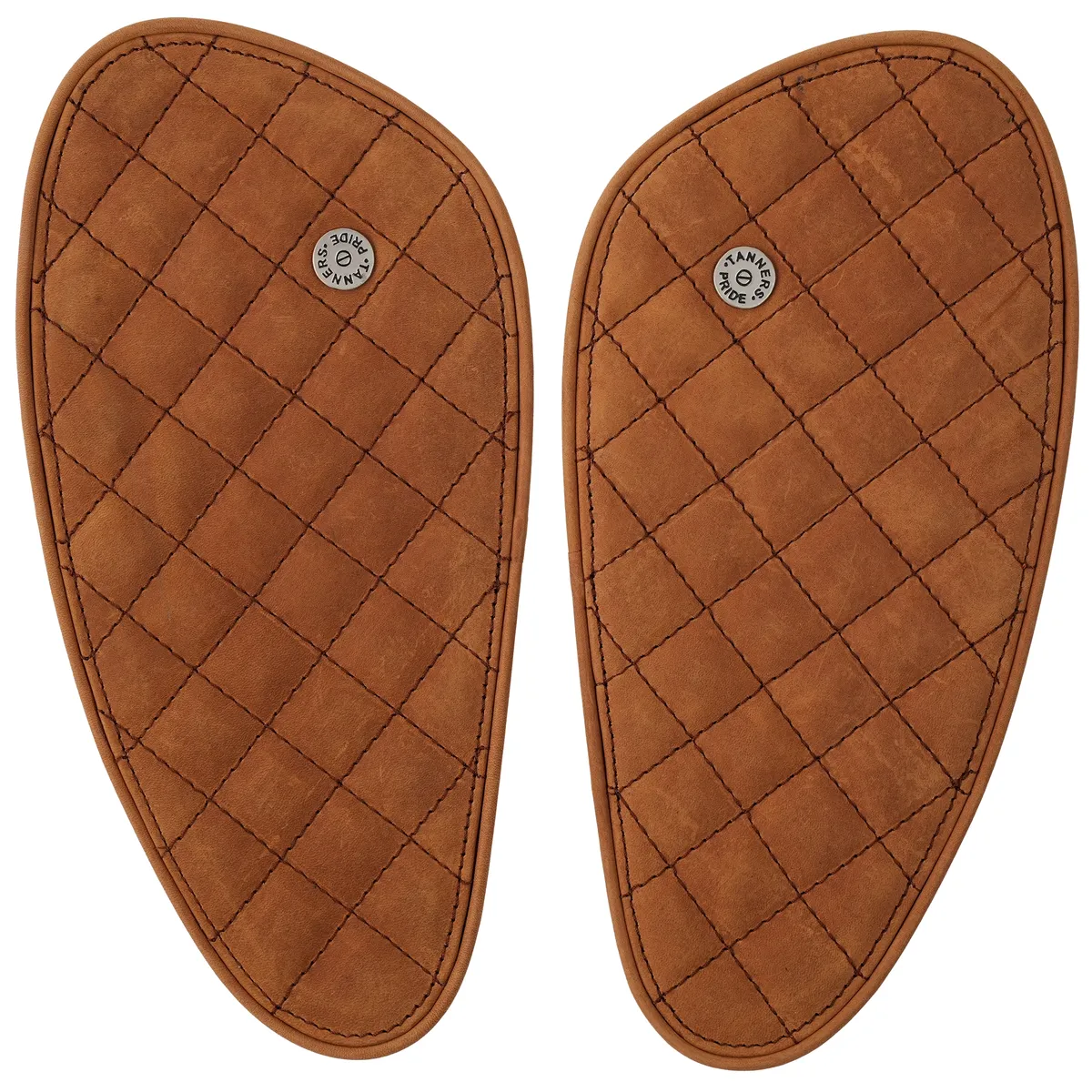 Tanners Pride Raised Diamond Tankpads (Interceptor 650) - Tobacco Brown Handcrafted Full-Grain Leather (View 14)