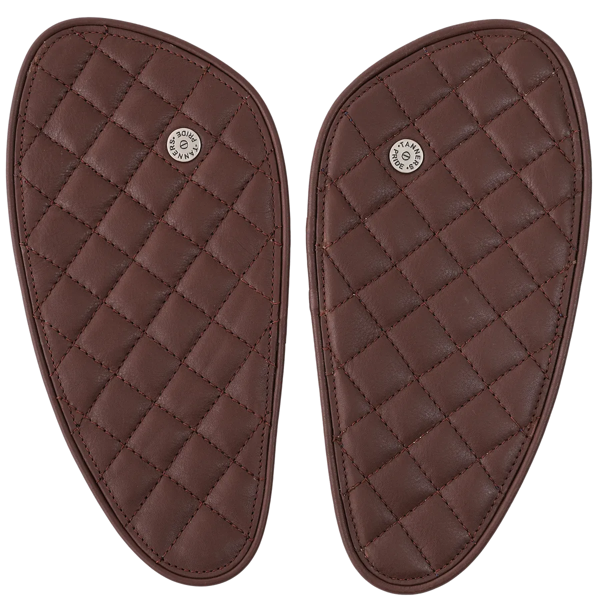 Tanners Pride Raised Diamond Tankpads (Interceptor 650) - Tobacco Brown Handcrafted Full-Grain Leather (View 4)