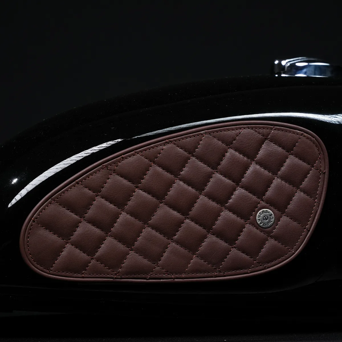 Tanners Pride Raised Diamond Tankpads (Interceptor 650) - Tobacco Brown Handcrafted Full-Grain Leather (View 6)