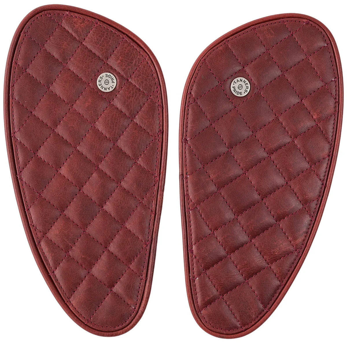Tanners Pride Raised Diamond Tankpads (Interceptor 650) - Vintage Red Handcrafted Full-Grain Leather (View 13)