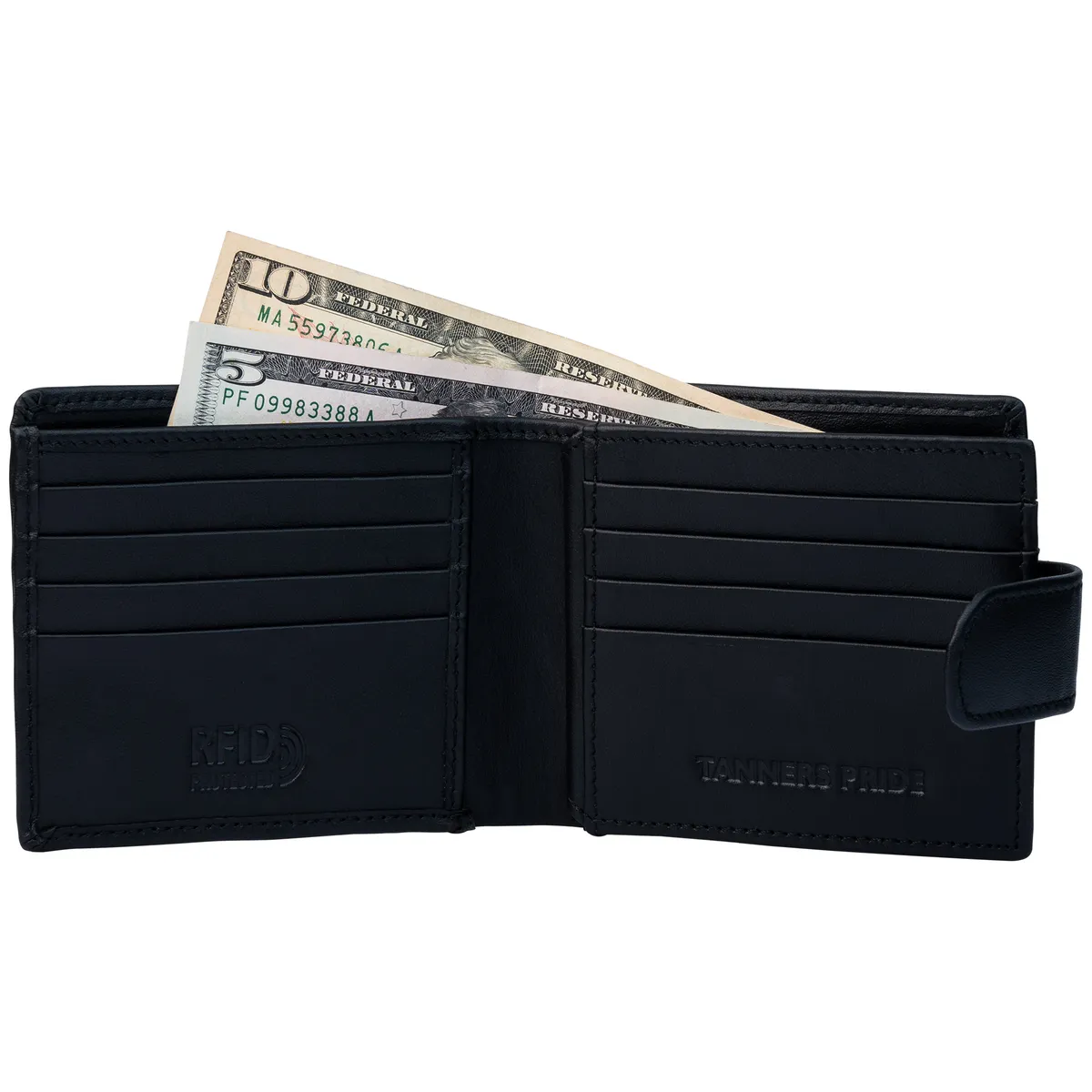 Tanners Pride Ranch Bi-fold wallet - Midnight Black Handcrafted Full-Grain Leather (View 1)