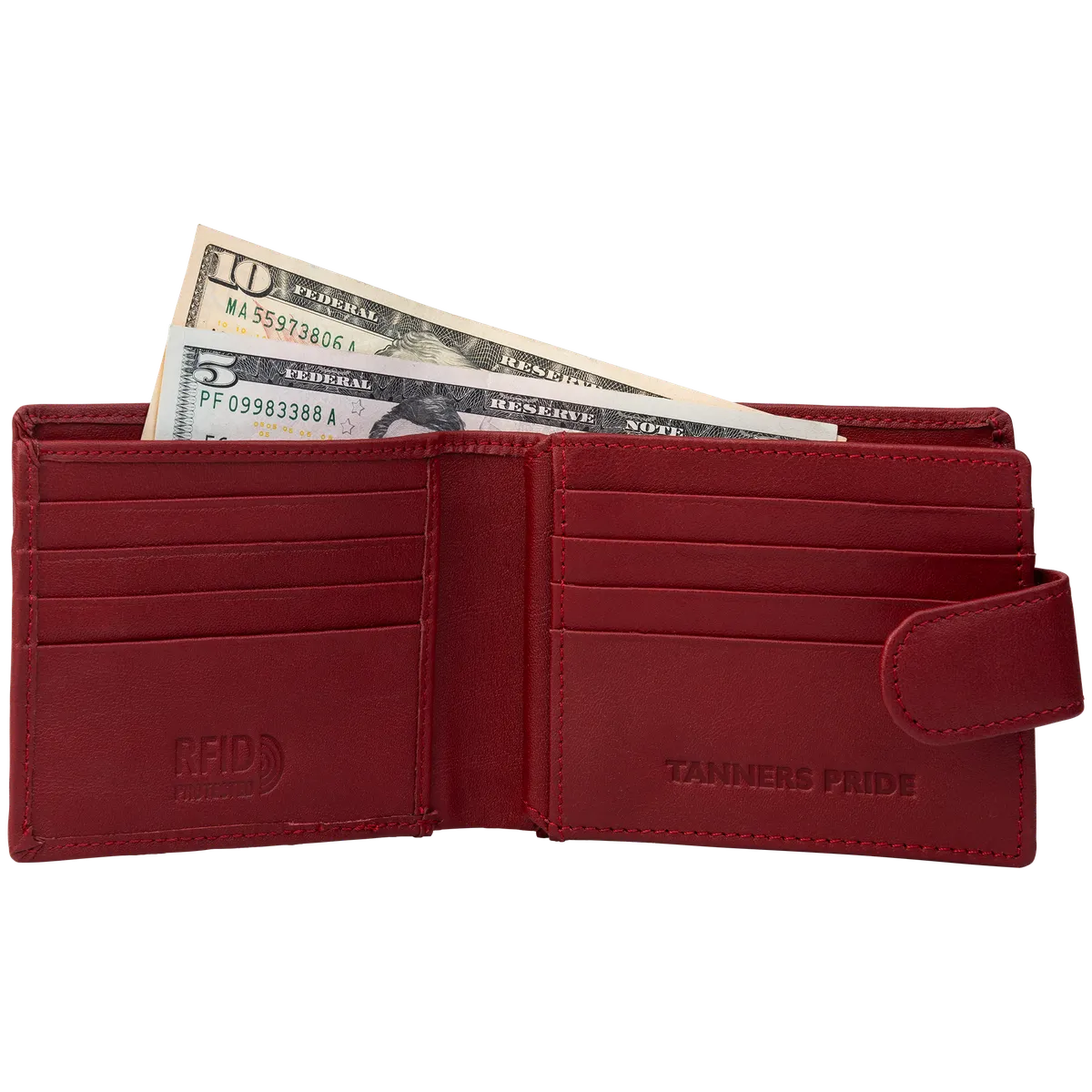 Tanners Pride Ranch Bi-fold wallet - Vintage Red Handcrafted Full-Grain Leather (View 4)