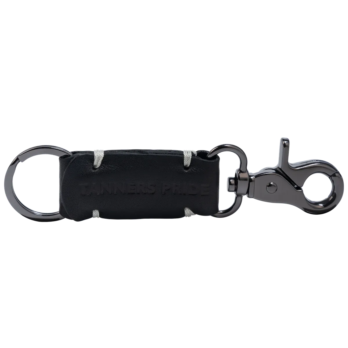 Tanners Pride Rebel Leather Keychain with Antique Brass Hardware | Handmade Genuine Leather Key Holder - Midnight Black Handcrafted Full-Grain Leather (View 2)