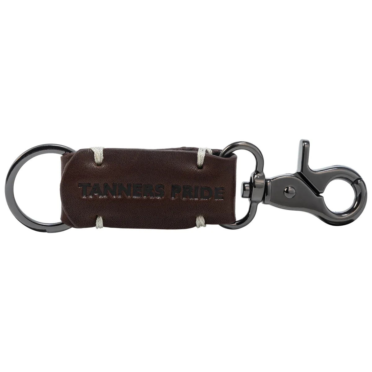 Tanners Pride Rebel Leather Keychain with Antique Brass Hardware | Handmade Genuine Leather Key Holder - Tobacco Brown Handcrafted Full-Grain Leather (View 1)