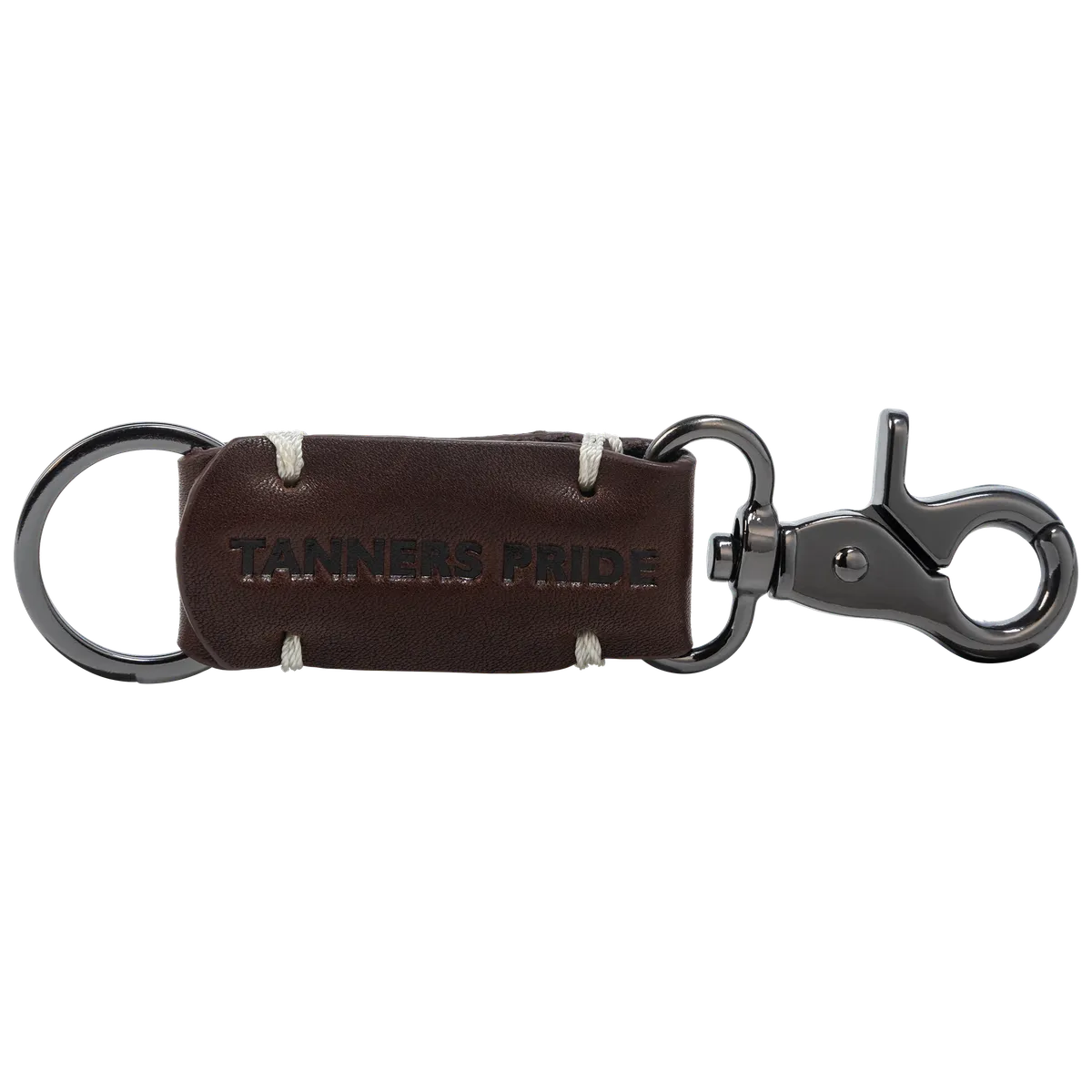 Tanners Pride Rebel Leather Keychain with Antique Brass Hardware | Handmade Genuine Leather Key Holder - Tobacco Brown Handcrafted Full-Grain Leather (View 2)