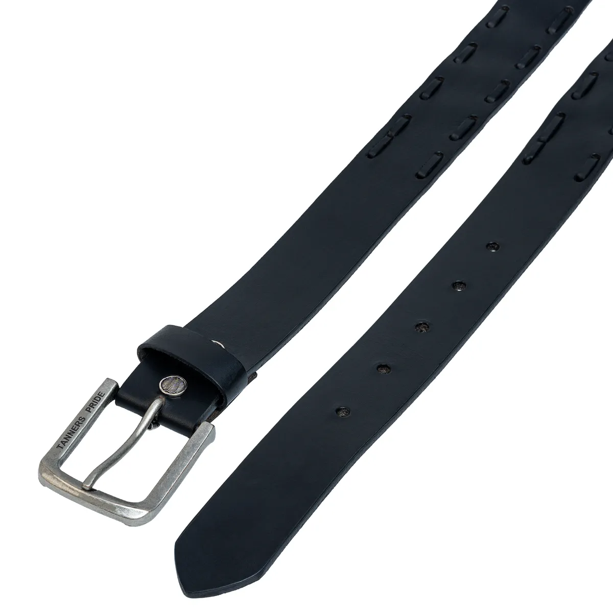 Tanners Pride Straight Hand Weaved Casual Belt - Midnight Black Handcrafted Full-Grain Leather (View 1)