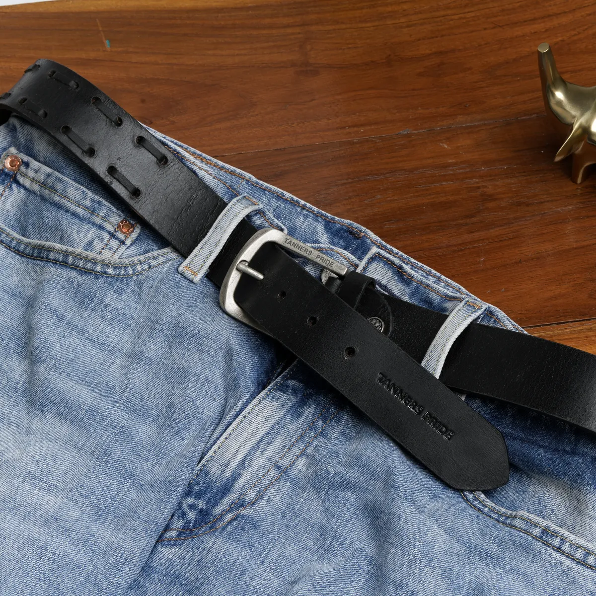 Tanners Pride Straight Hand Weaved Casual Belt - Midnight Black Handcrafted Full-Grain Leather (View 5)