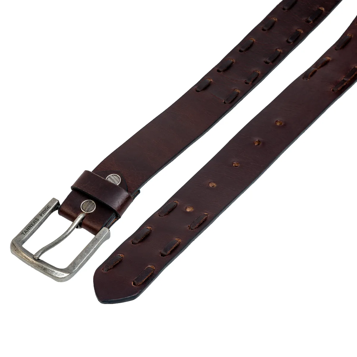 Tanners Pride Straight Hand Weaved Casual Belt - Tobacco Brown Handcrafted Full-Grain Leather (View 3)