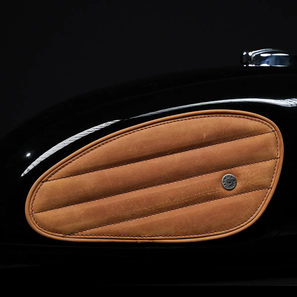 Tanners Pride Straight Tankpads (Interceptor 650) - Tobacco Brown Handcrafted Full-Grain Leather (View 1)