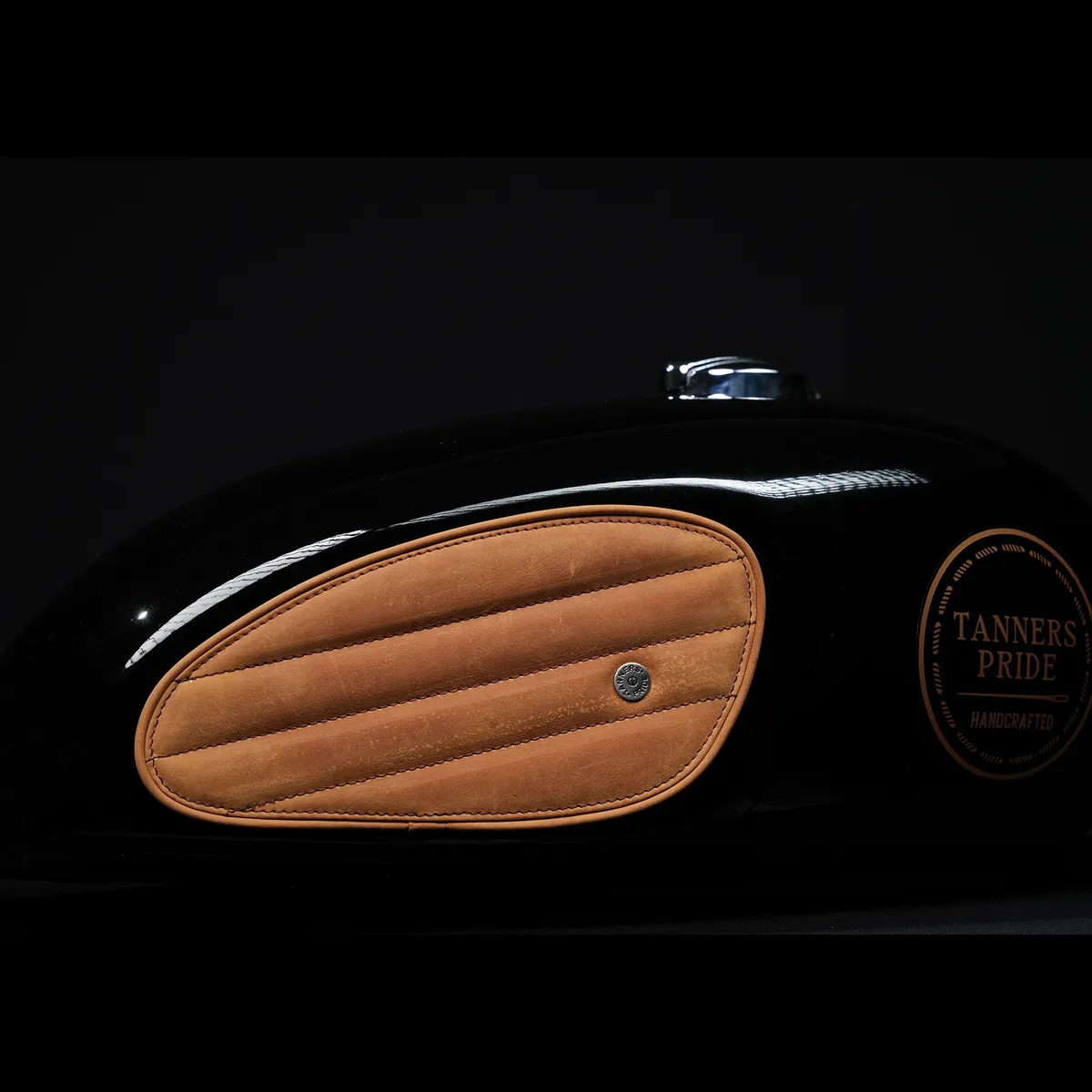 Tanners Pride Straight Tankpads (Interceptor 650) - Tobacco Brown Handcrafted Full-Grain Leather (View 4)