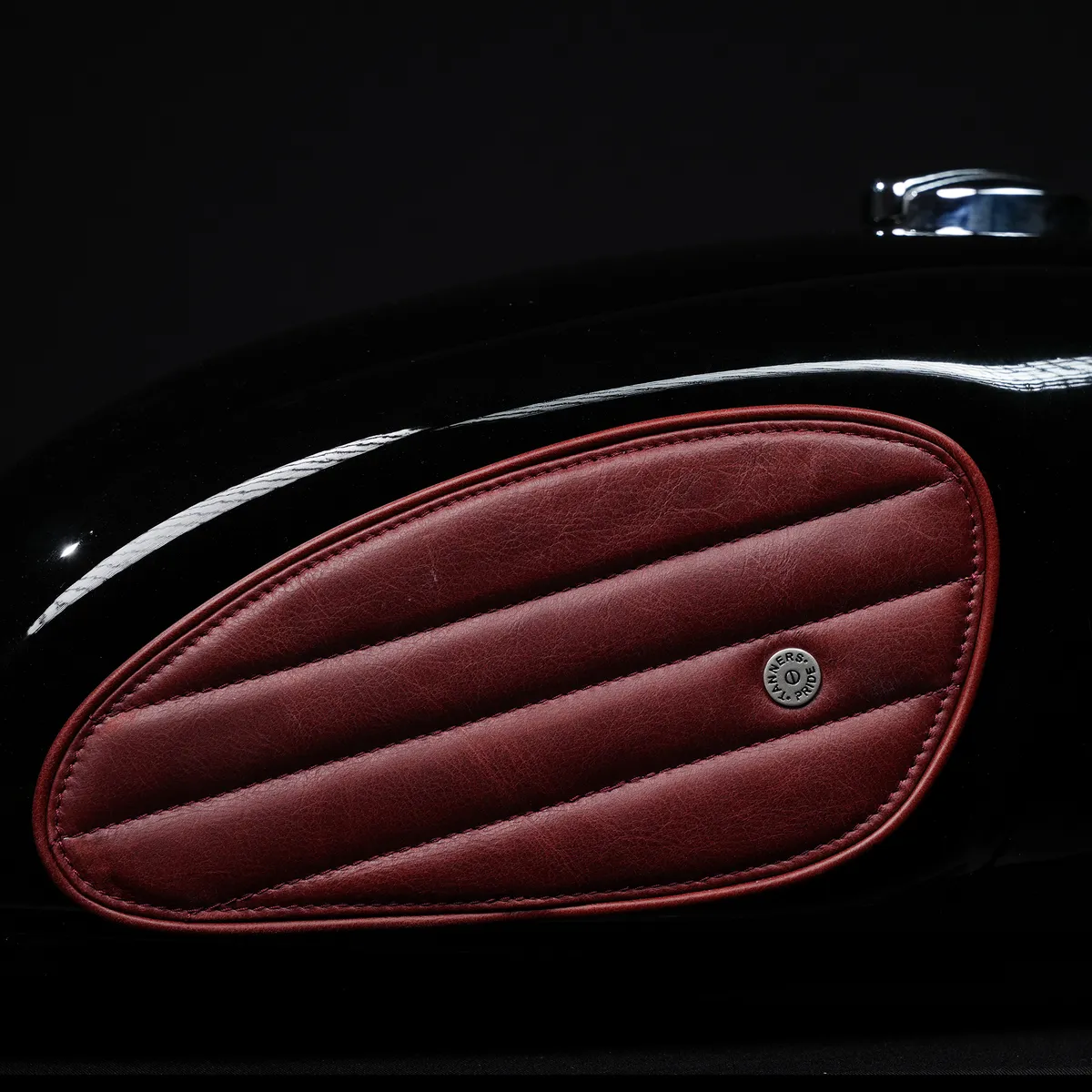 Tanners Pride Straight Tankpads (Interceptor 650) - Vintage Red Handcrafted Full-Grain Leather (View 9)