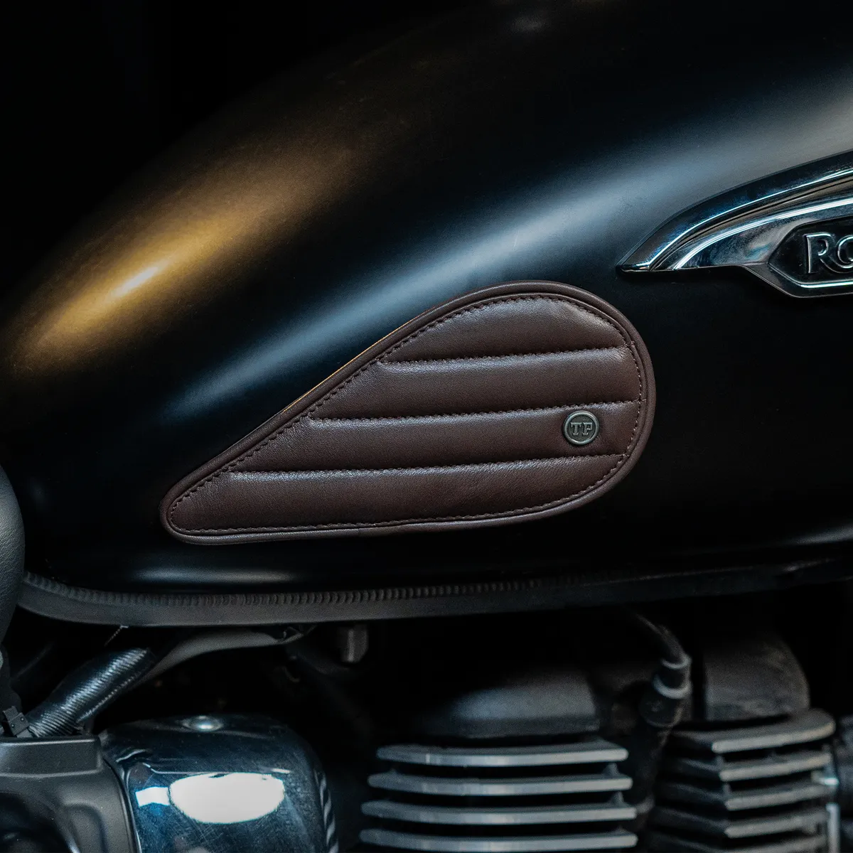Tanners Pride Straight Tankpads (Meteor 350) - Tobacco Brown Handcrafted Full-Grain Leather (View 2)