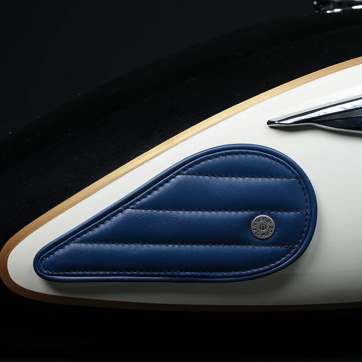 Tanners Pride Straight Tankpads (Super Meteor 650) - Navy Blue Handcrafted Full-Grain Leather (View 3)