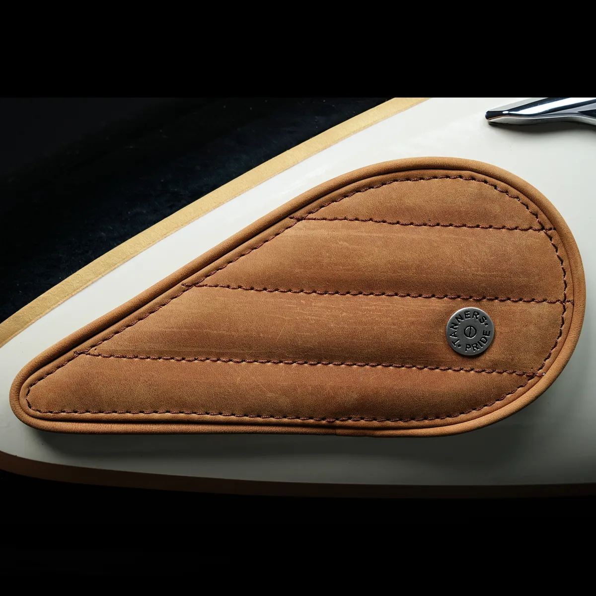 Tanners Pride Straight Tankpads (Super Meteor 650) - Tobacco Brown Handcrafted Full-Grain Leather (View 4)