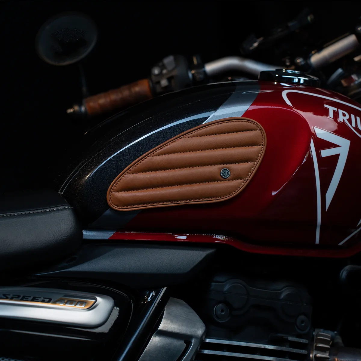 Tanners Pride Straight Tankpads (Triumph) - Natural Tan Handcrafted Full-Grain Leather (View 1)