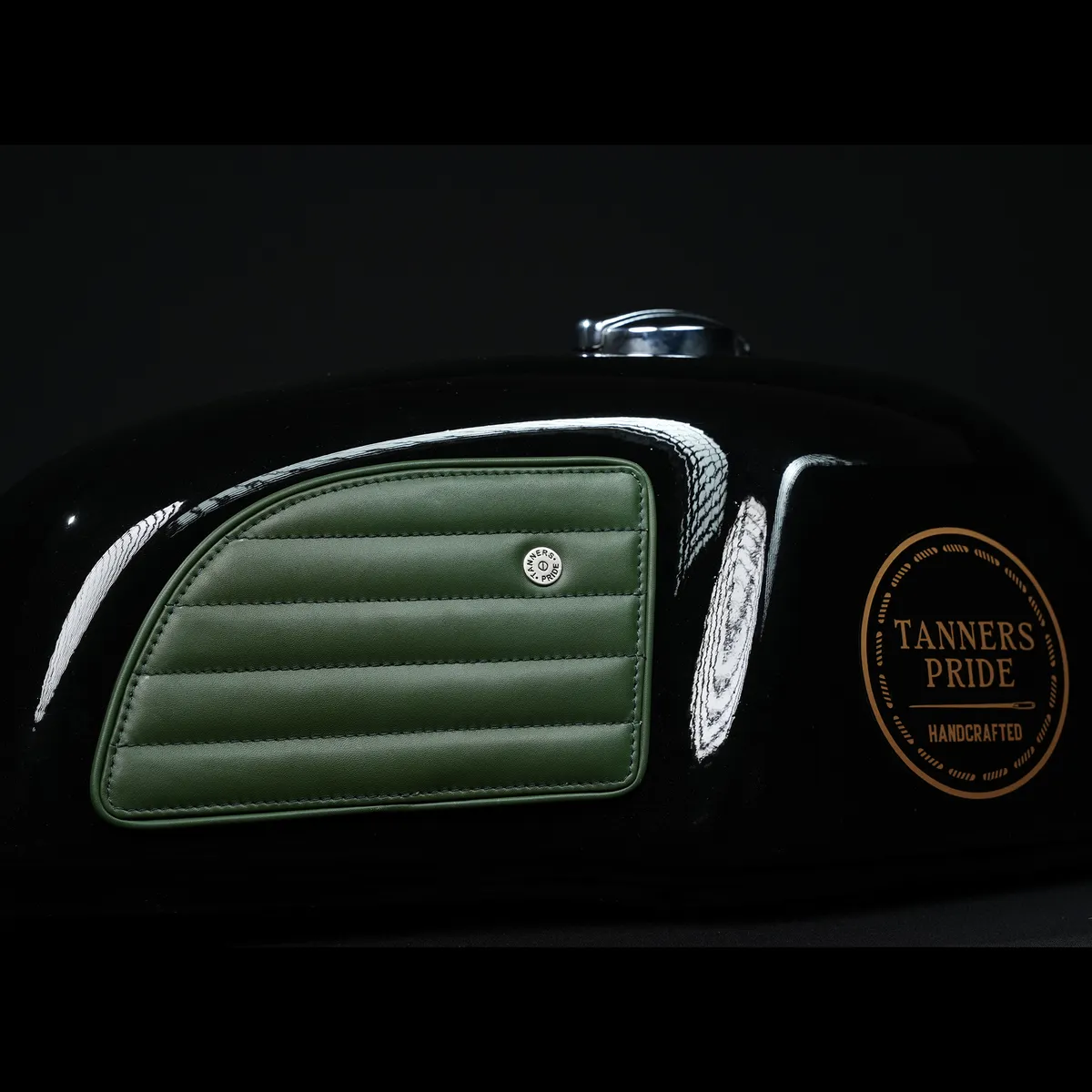 Forest Green Straight leather motorcycle tank pad for Royal Enfield Continental GT 650