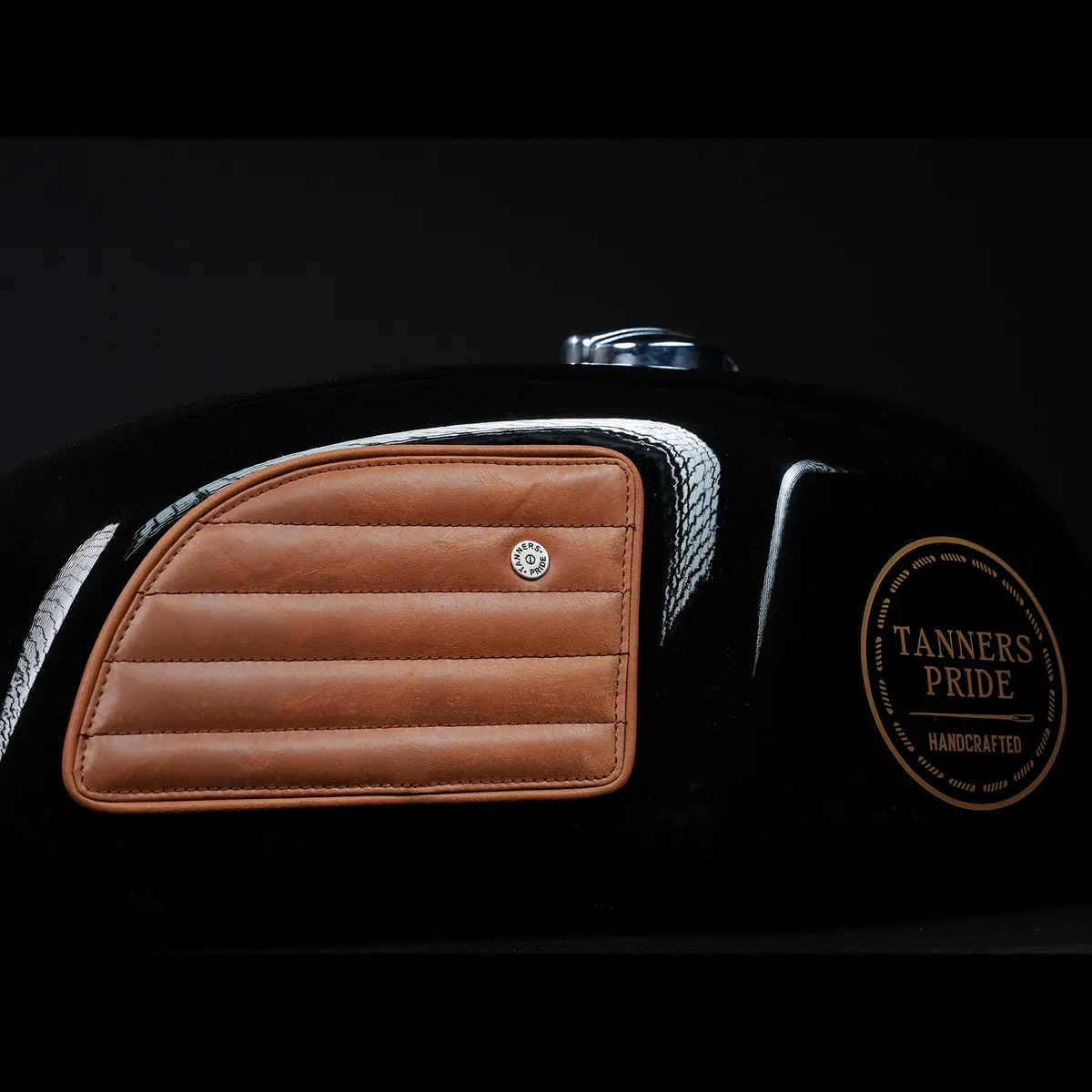 Natural Tan Straight leather motorcycle tank pad for Royal Enfield Continental GT 650