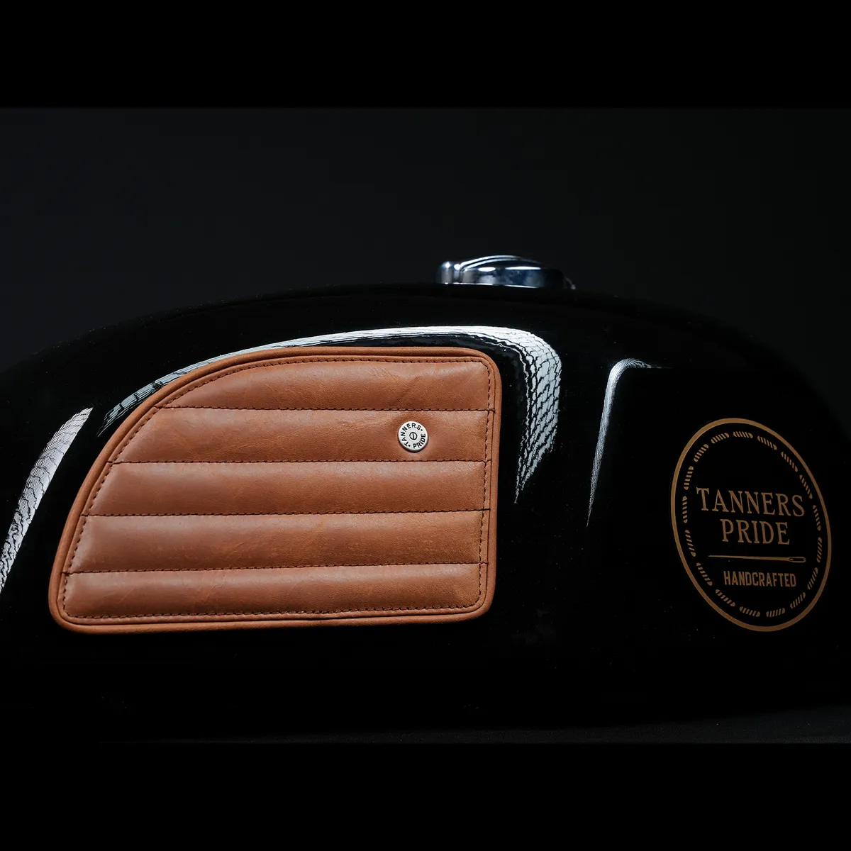 Natural Tan Straight leather motorcycle tank pad for Royal Enfield Continental GT 650