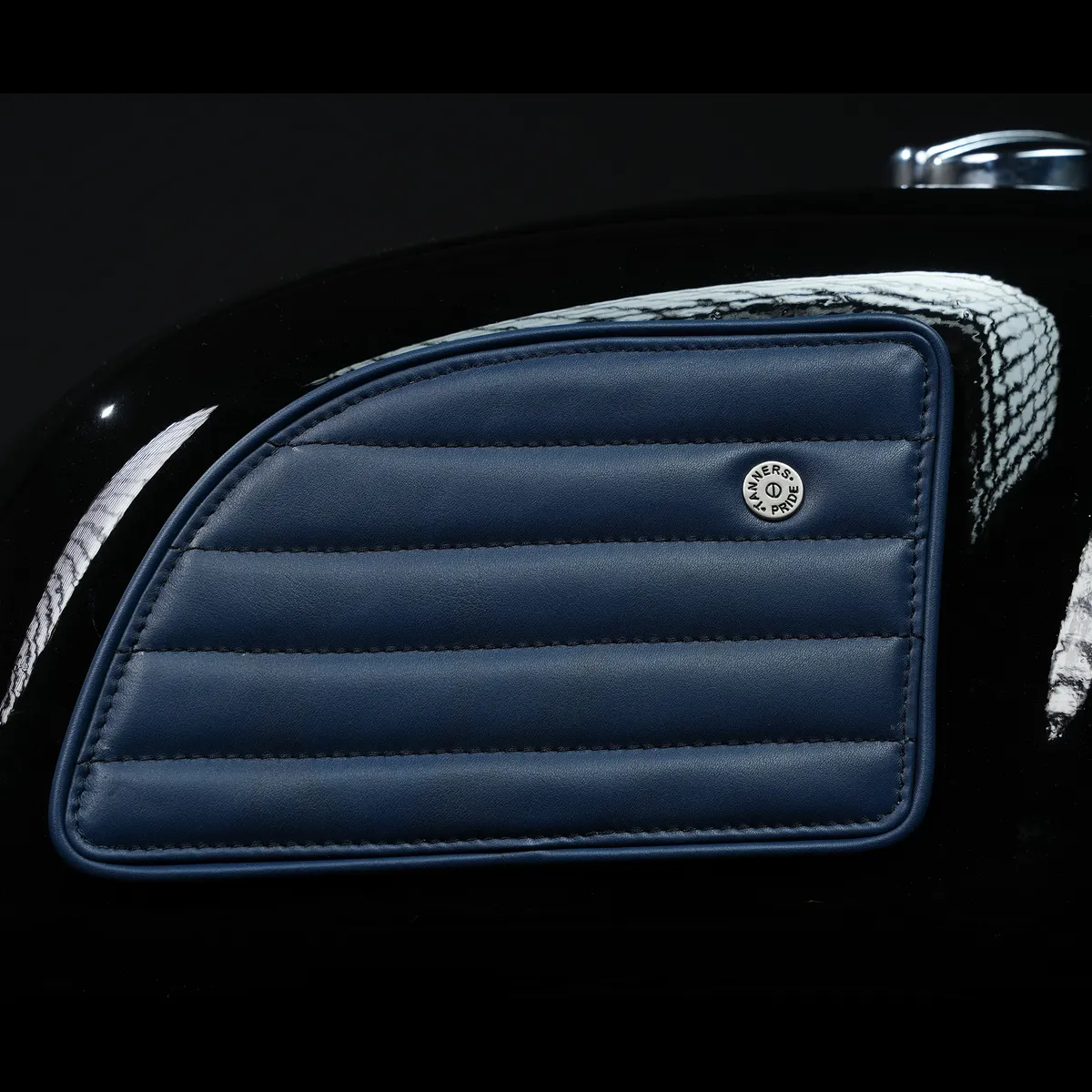 Navy Blue Straight leather motorcycle tank pad for Royal Enfield Continental GT 650