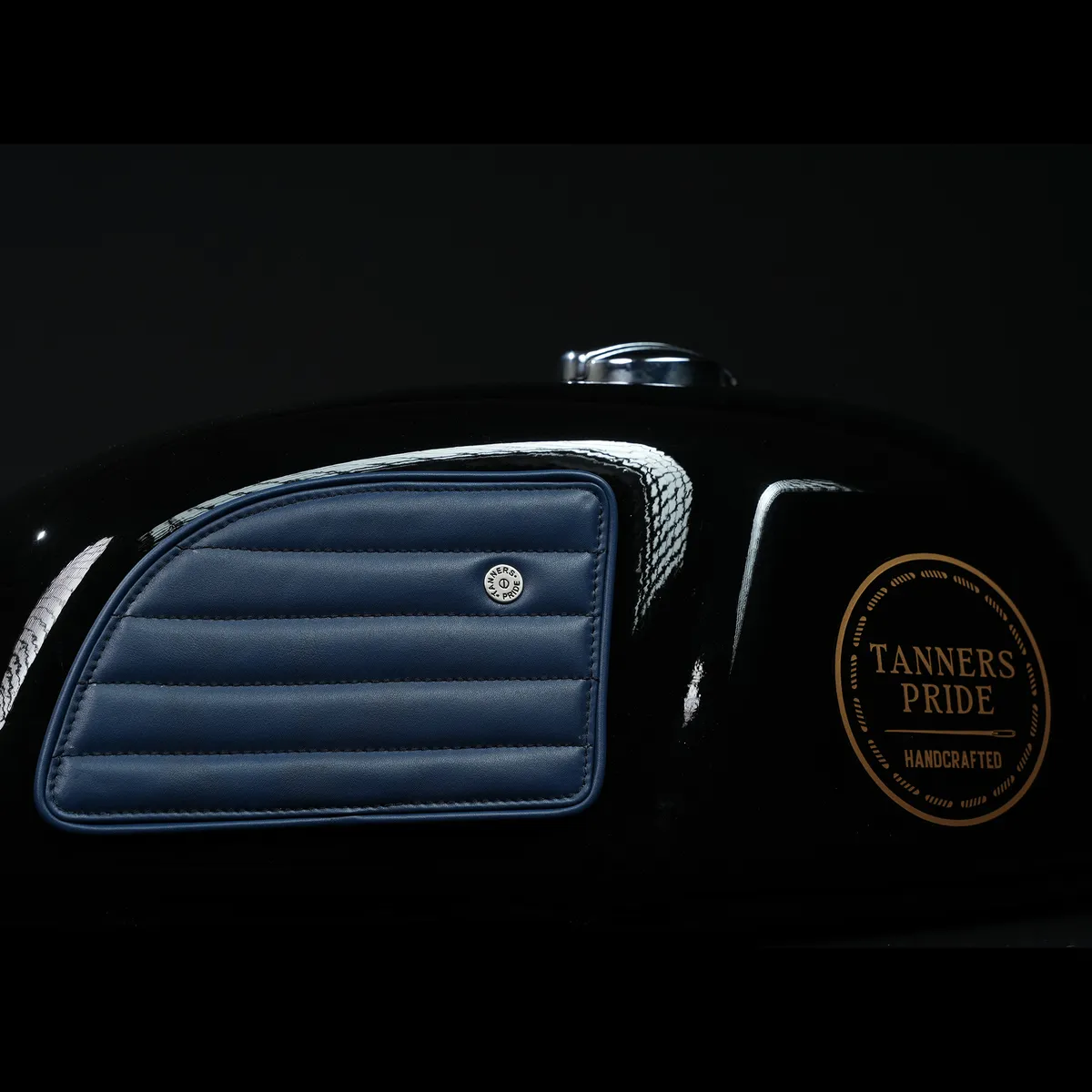 Navy Blue Straight leather motorcycle tank pad for Royal Enfield Continental GT 650