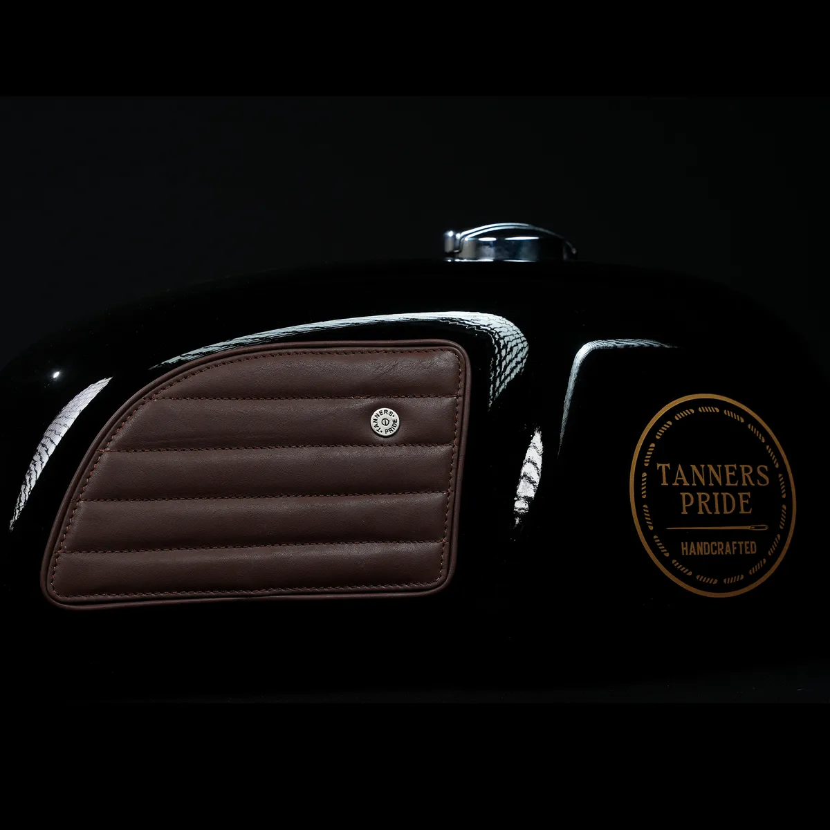 Tobacco Brown Straight leather motorcycle tank pad for Royal Enfield Continental GT 650