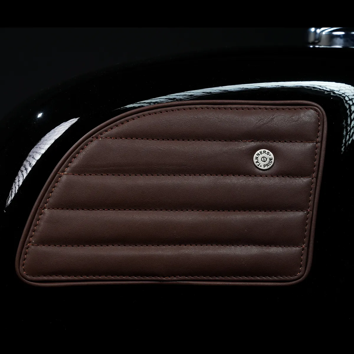 Tobacco Brown Straight leather motorcycle tank pad for Royal Enfield Continental GT 650