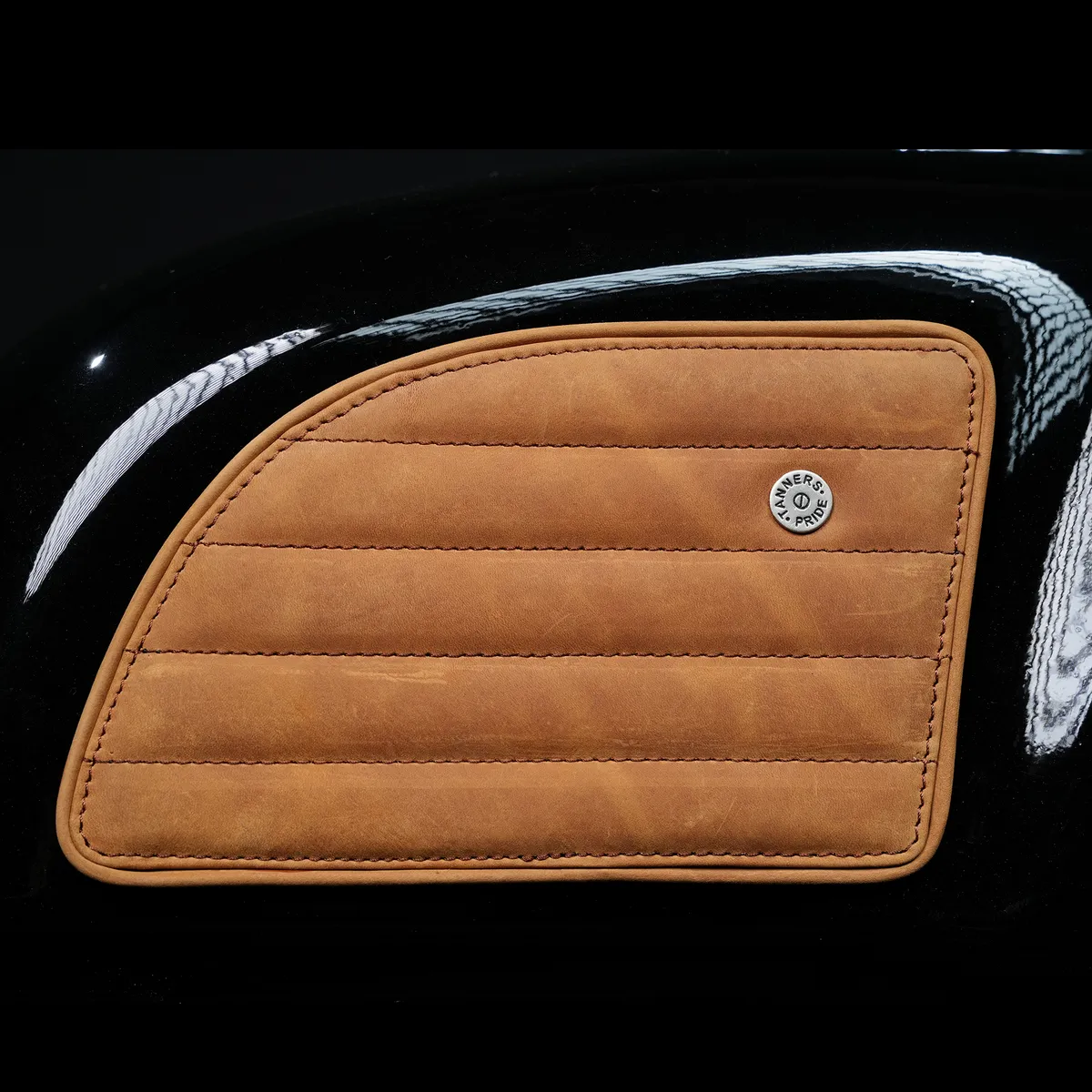 Tobacco Brown Straight leather motorcycle tank pad for Royal Enfield Continental GT 650