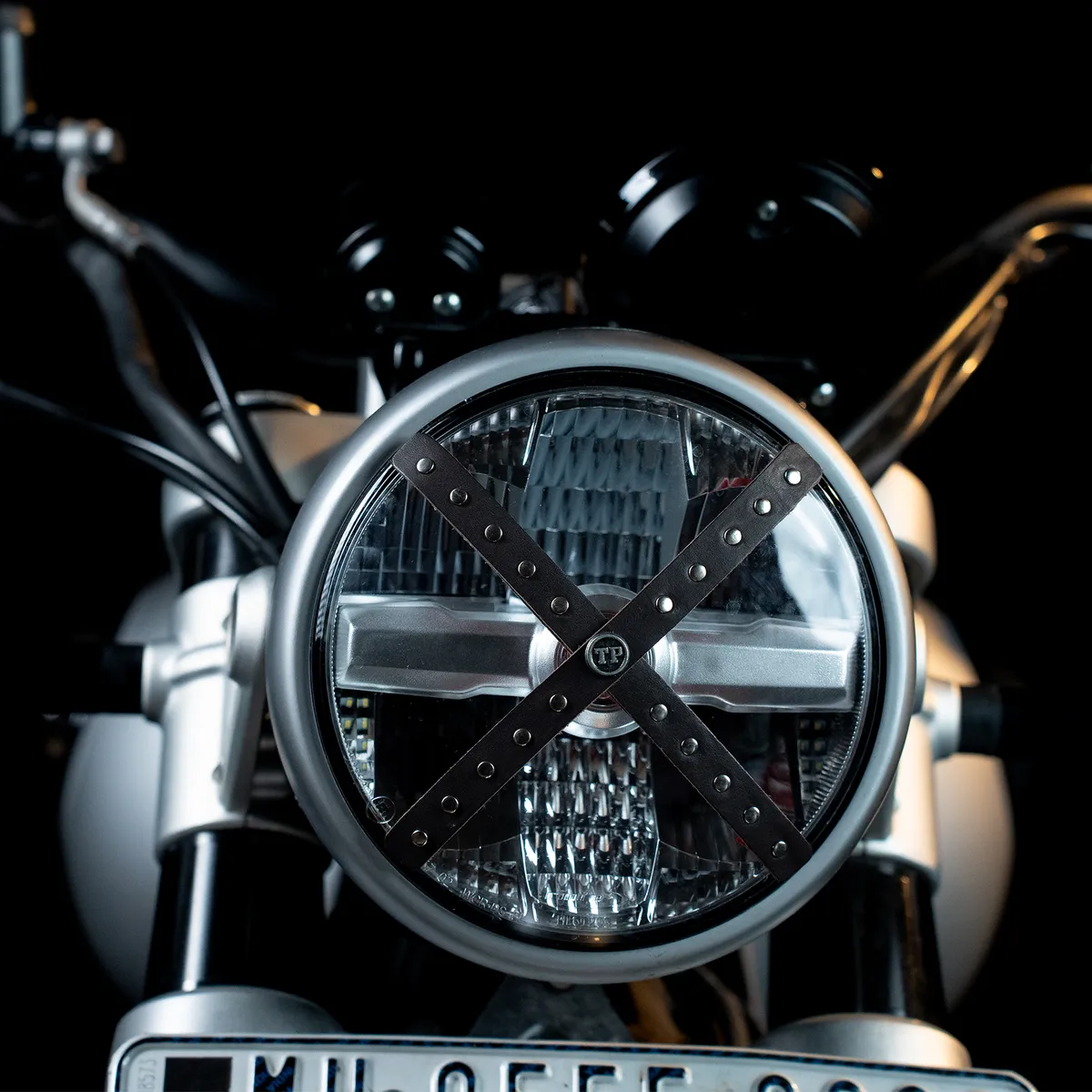 Tanners Pride Studded Headlight Cross - Cocoa Brown Handcrafted Full-Grain Leather (View 2)