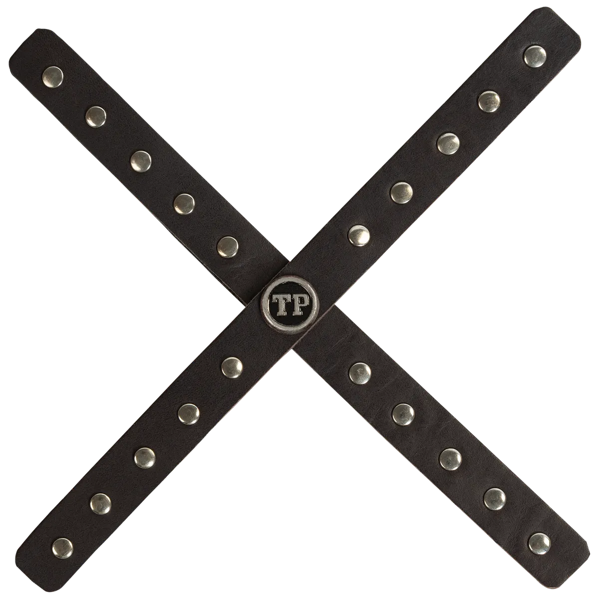 Tanners Pride Studded Headlight Cross - Cocoa Brown Handcrafted Full-Grain Leather (View 3)
