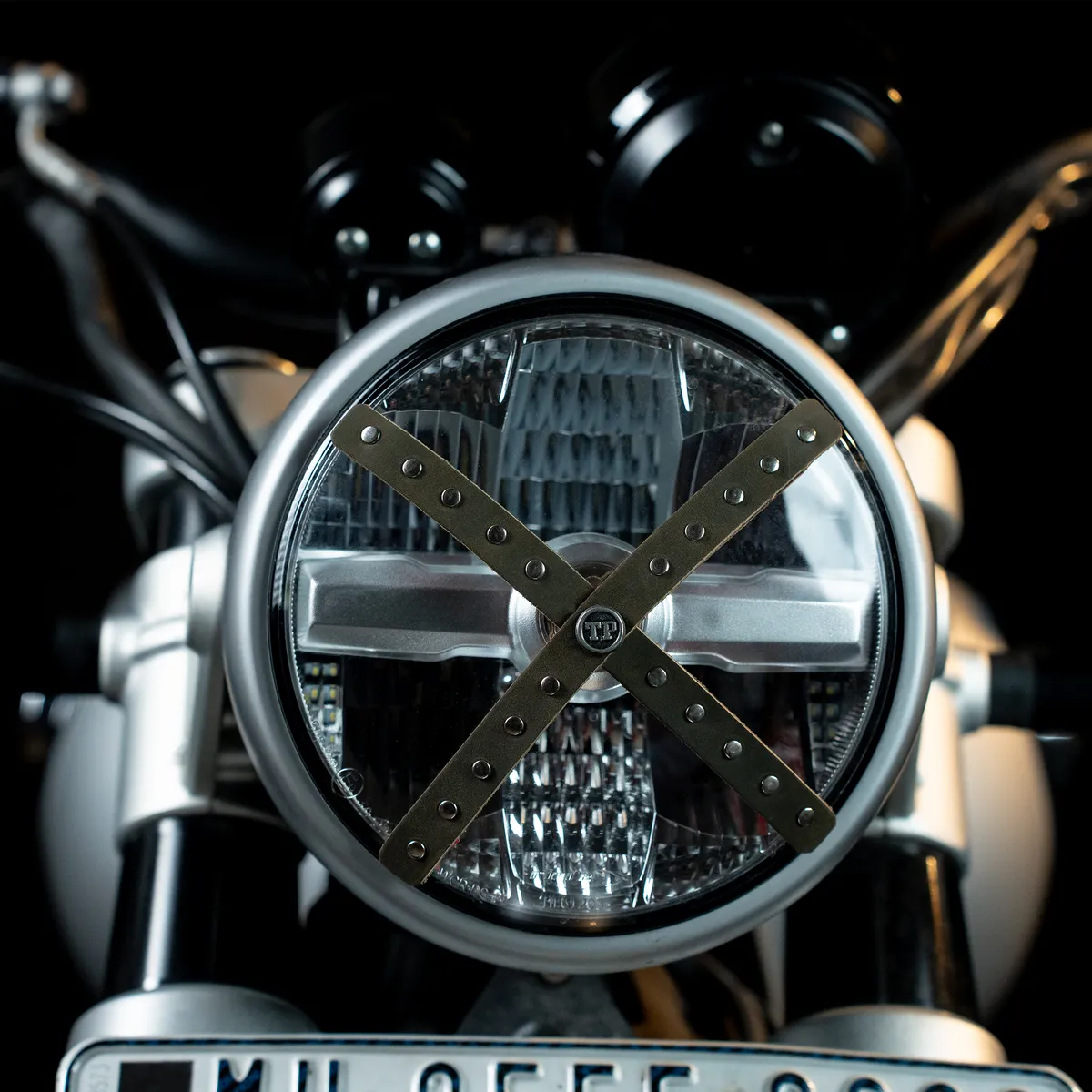 Tanners Pride Studded Headlight Cross - Forest Green Handcrafted Full-Grain Leather (View 3)