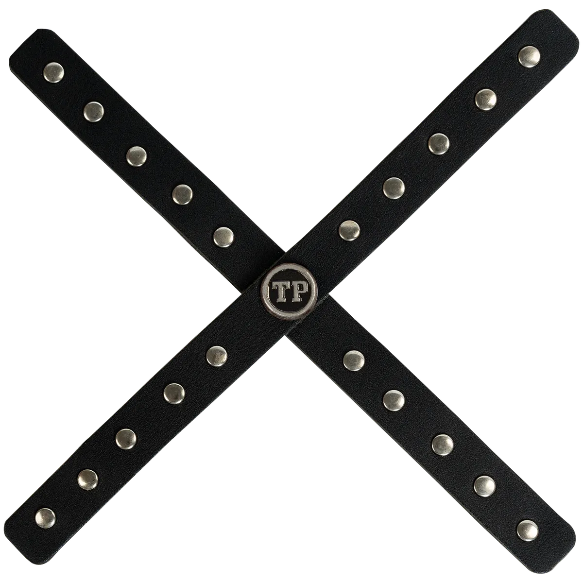 Tanners Pride Studded Headlight Cross - Midnight Black Handcrafted Full-Grain Leather (View 3)