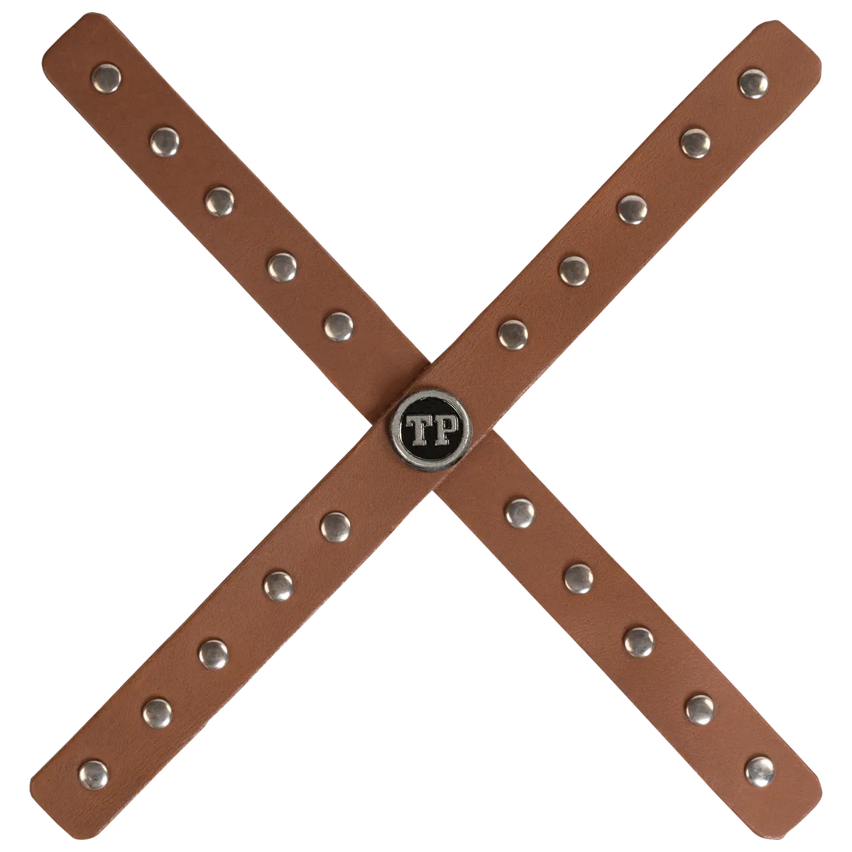 Tanners Pride Studded Headlight Cross - Natural Tan Handcrafted Full-Grain Leather (View 2)