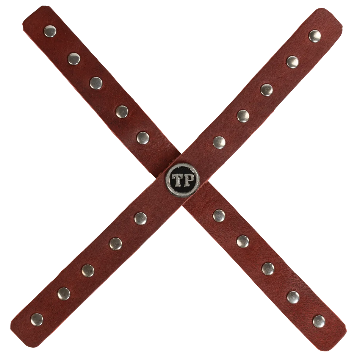 Tanners Pride Studded Headlight Cross - Vintage Red Handcrafted Full-Grain Leather (View 4)