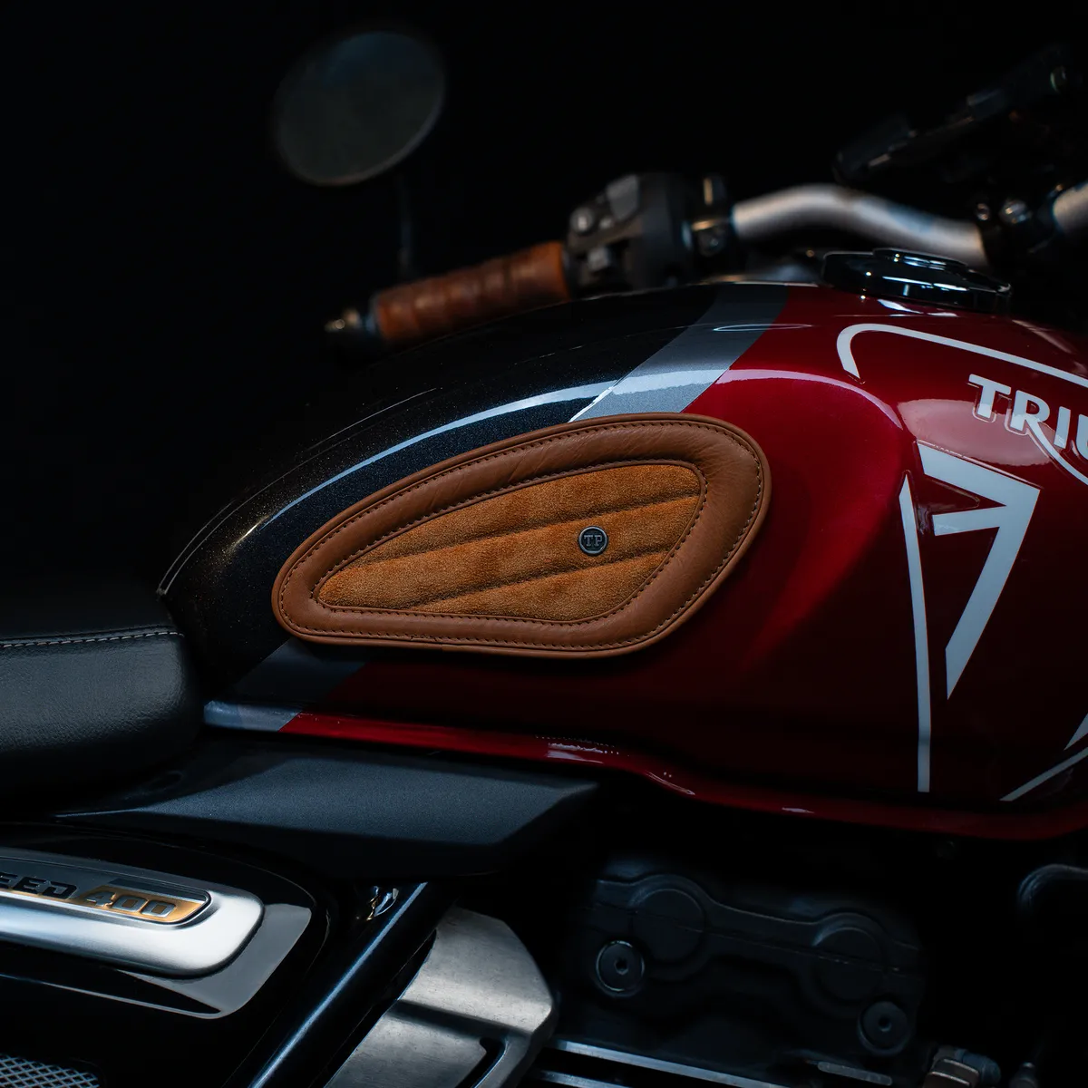 Tanners Pride Swede Tankpads (Triumph) - Natural Tan Handcrafted Full-Grain Leather (View 3)