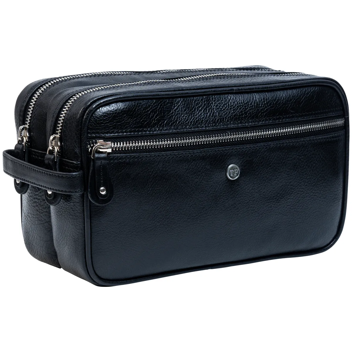 Tanners Pride The Ascot Dual Zipped Men’s Case - Midnight Black Handcrafted Full-Grain Leather (View 3)