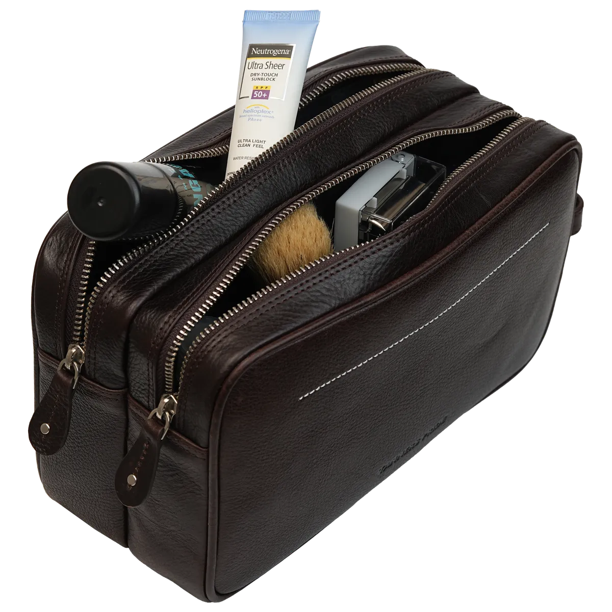 Tanners Pride The Ascot Dual Zipped Men’s Case - Tobacco Brown Handcrafted Full-Grain Leather (View 2)