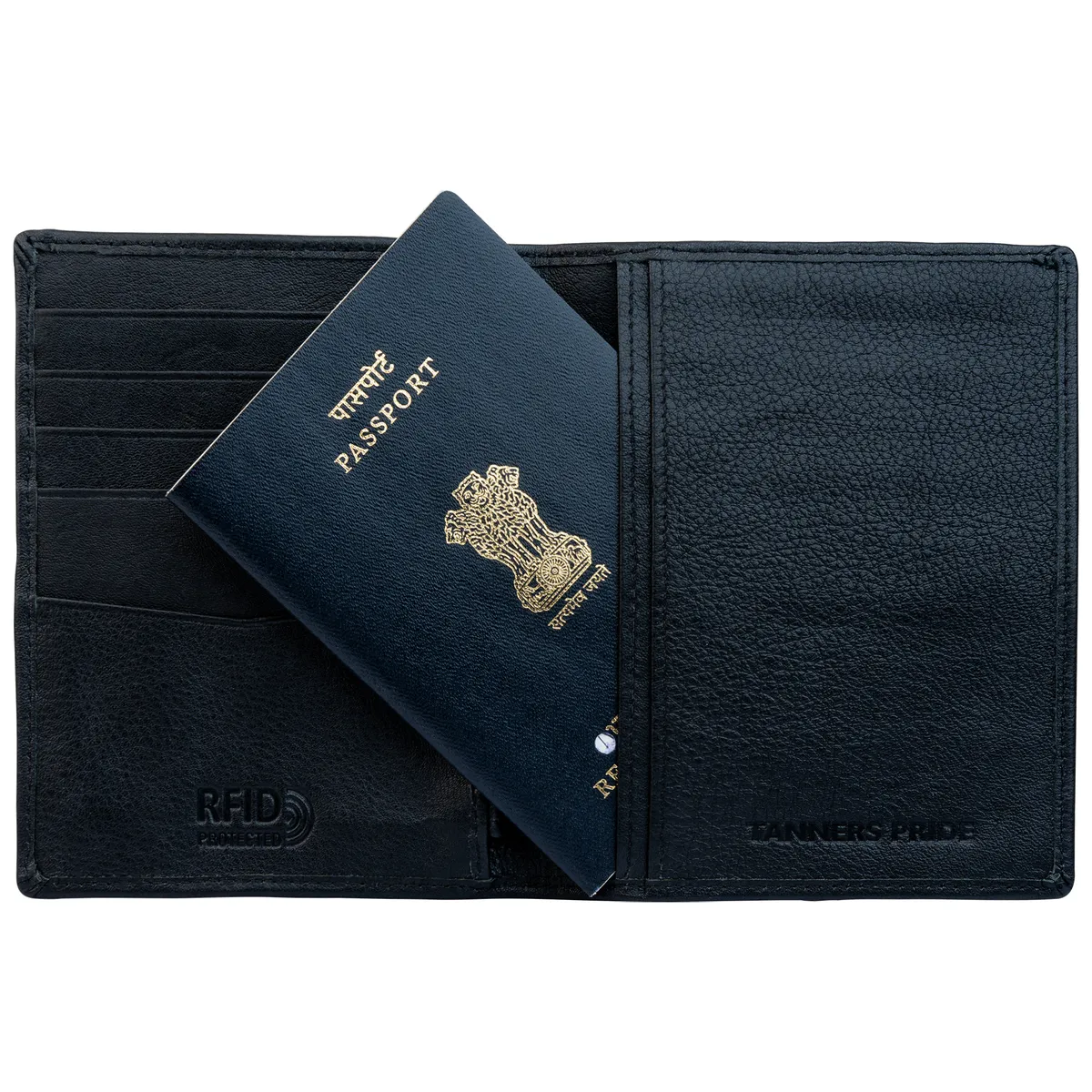 Tanners Pride The Quinn Card and Passport Case - Midnight Black Handcrafted Full-Grain Leather (View 1)