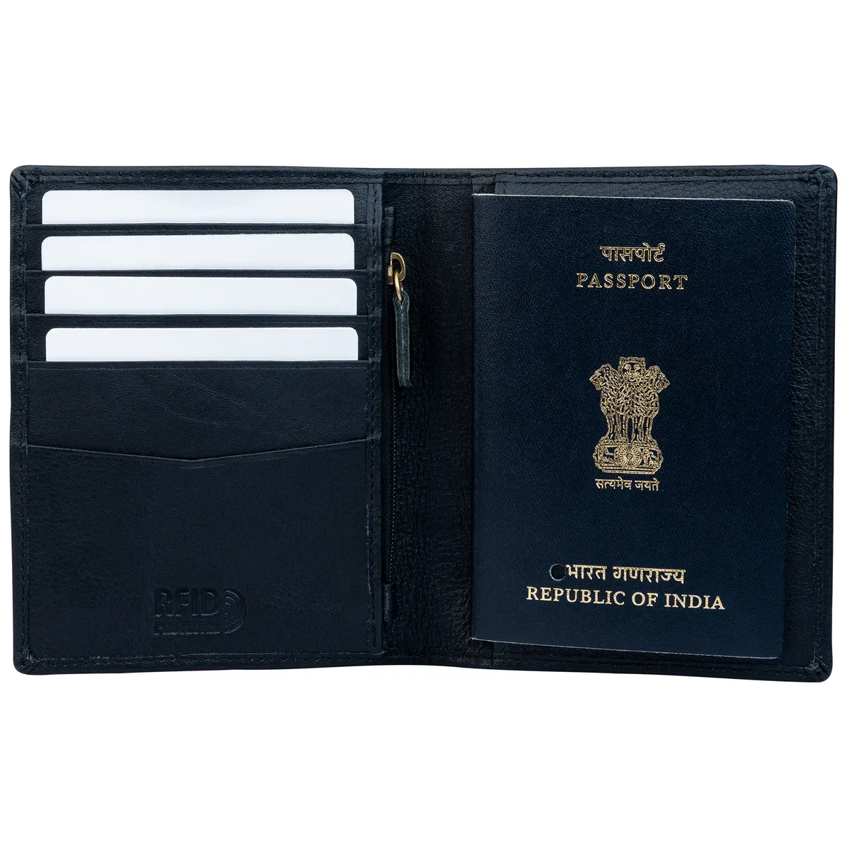Tanners Pride The Quinn Card and Passport Case - Midnight Black Handcrafted Full-Grain Leather (View 4)