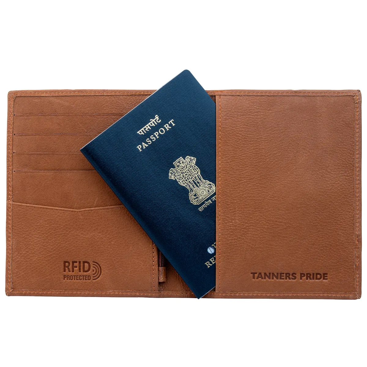 Tanners Pride The Quinn Card and Passport Case - Natural Tan Handcrafted Full-Grain Leather (View 1)