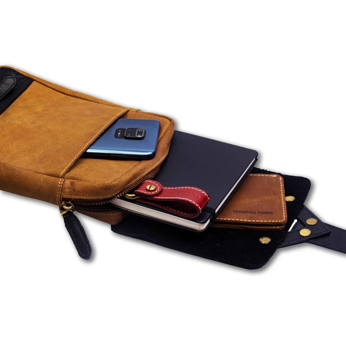 Tanners Pride Leather Motorcycle Thigh Bag | Rider Leg Bag - Natural Tan Handcrafted Full-Grain Leather (View 6)