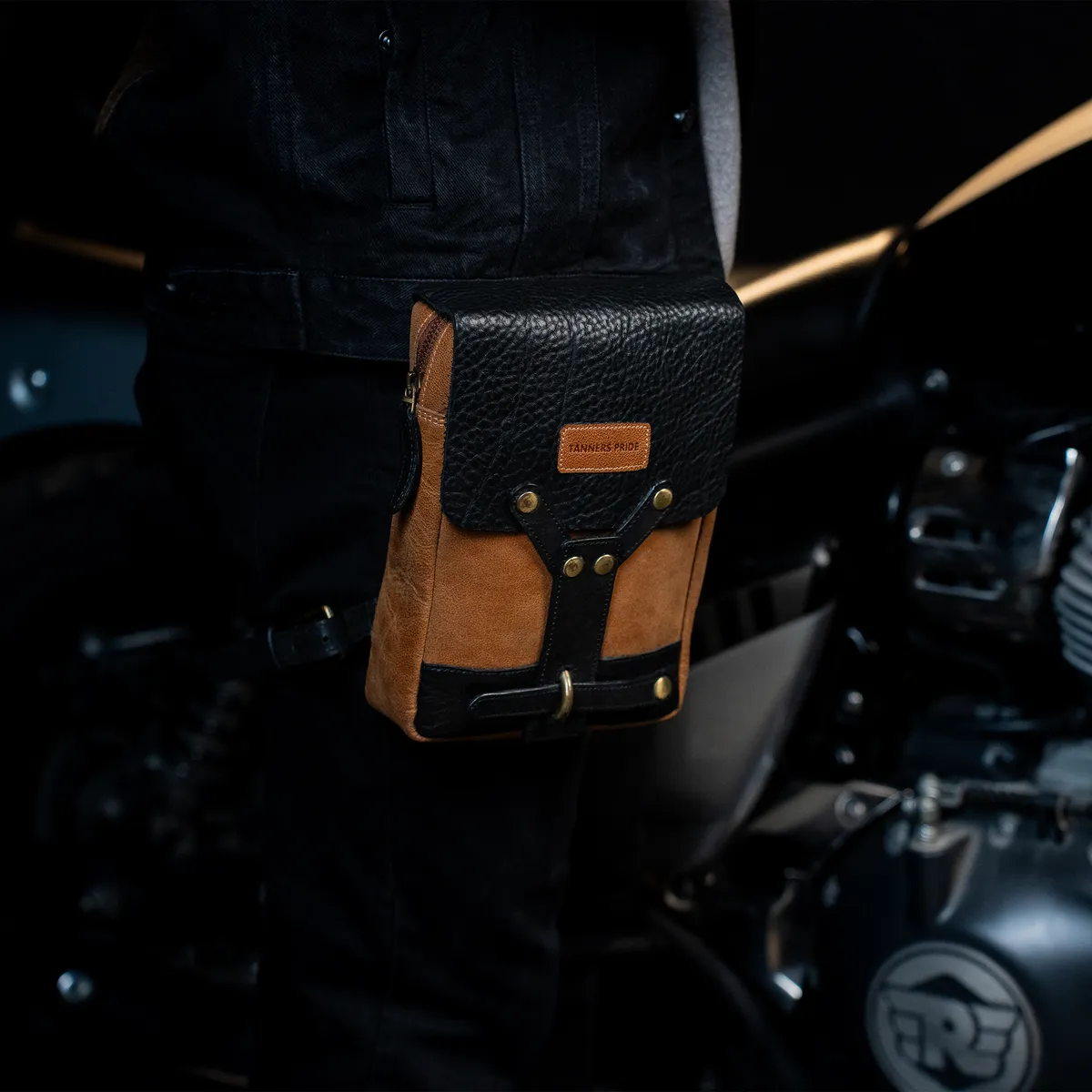 Tanners Pride Leather Motorcycle Thigh Bag | Rider Leg Bag - Tobacco Brown Handcrafted Full-Grain Leather (View 1)