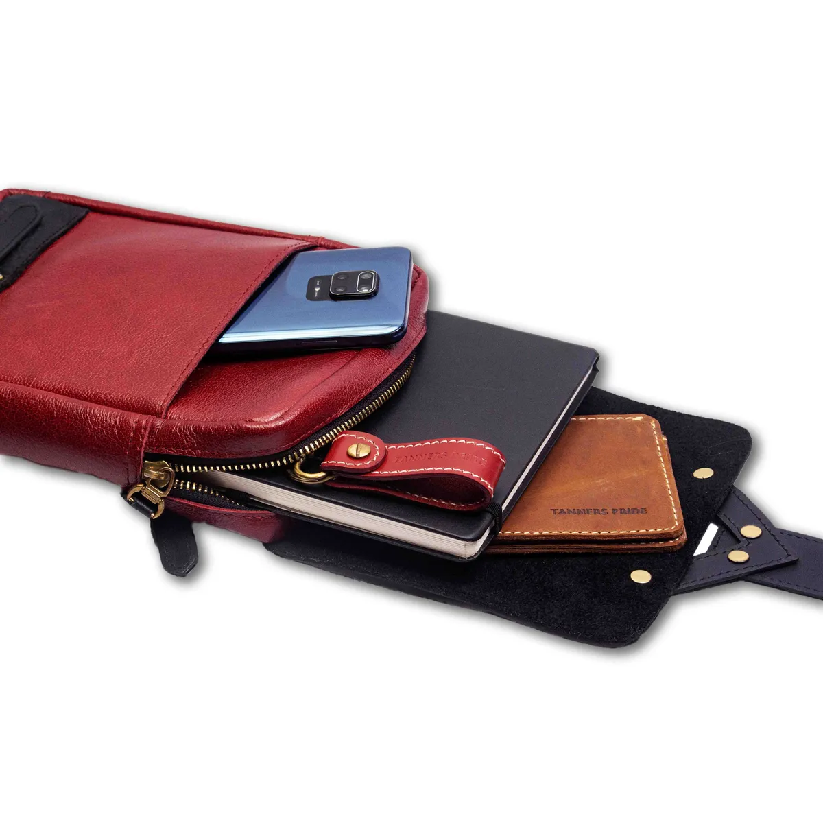Tanners Pride Leather Motorcycle Thigh Bag | Rider Leg Bag - Vintage Red Handcrafted Full-Grain Leather (View 6)