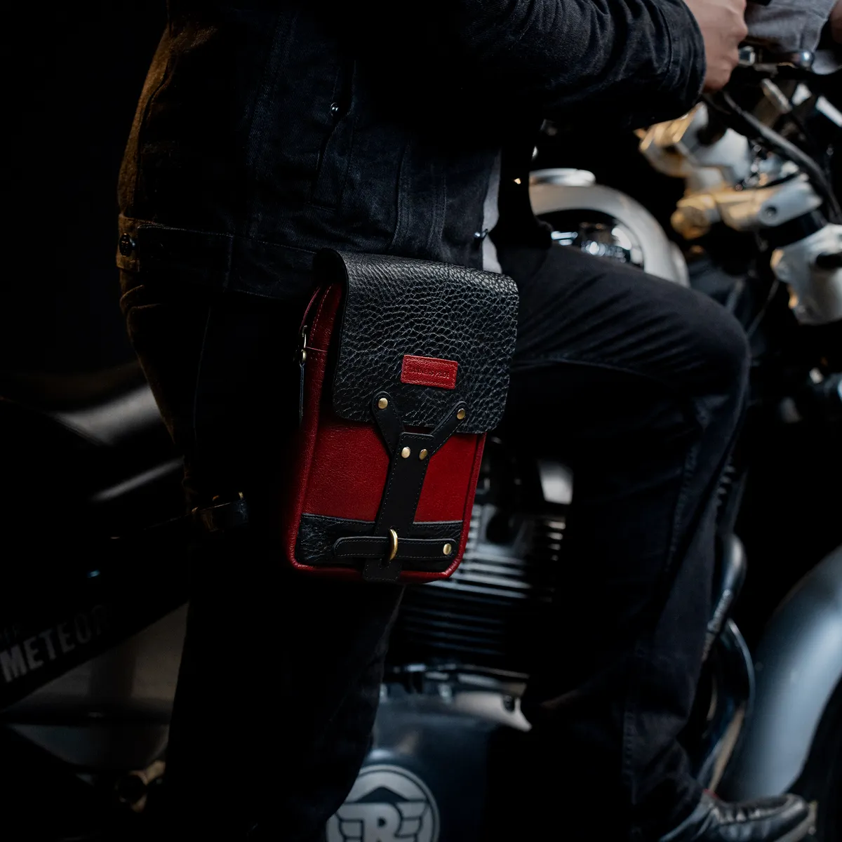 Tanners Pride Leather Motorcycle Thigh Bag | Rider Leg Bag - Vintage Red Handcrafted Full-Grain Leather (View 8)