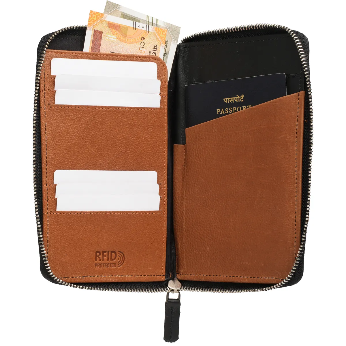 Tanners Pride Travel Folio Sleeve - Midnight Black Handcrafted Full-Grain Leather (View 2)