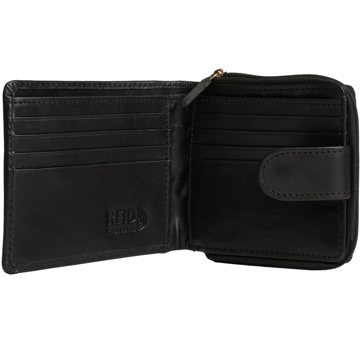 Tanners Pride Tyrel Bi- fold zippered wallet ( RFID Protected) - Midnight Black Handcrafted Full-Grain Leather (View 1)