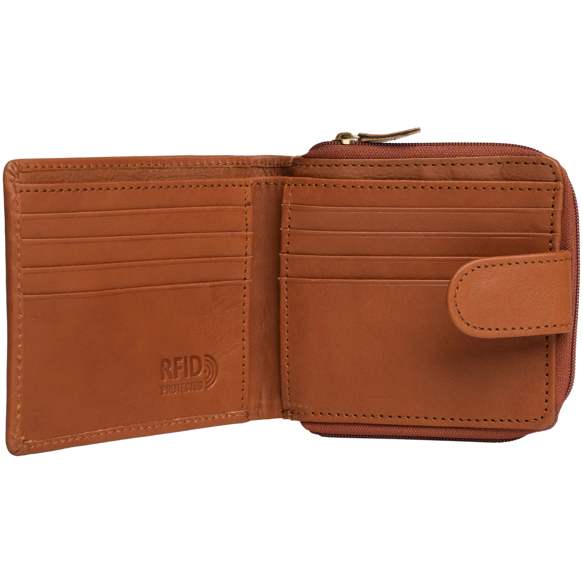 Tanners Pride Tyrel Bi- fold zippered wallet ( RFID Protected) - Natural Tan Handcrafted Full-Grain Leather (View 8)