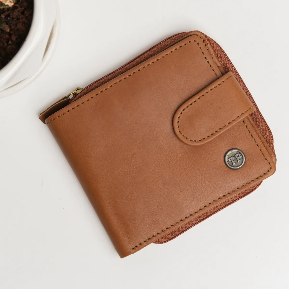 Tanners Pride Tyrel Bi- fold zippered wallet ( RFID Protected) - Natural Tan Handcrafted Full-Grain Leather (View 9)