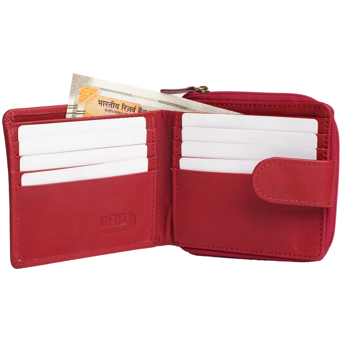 Tanners Pride Tyrel Bi- fold zippered wallet ( RFID Protected) - Vintage Red Handcrafted Full-Grain Leather (View 2)