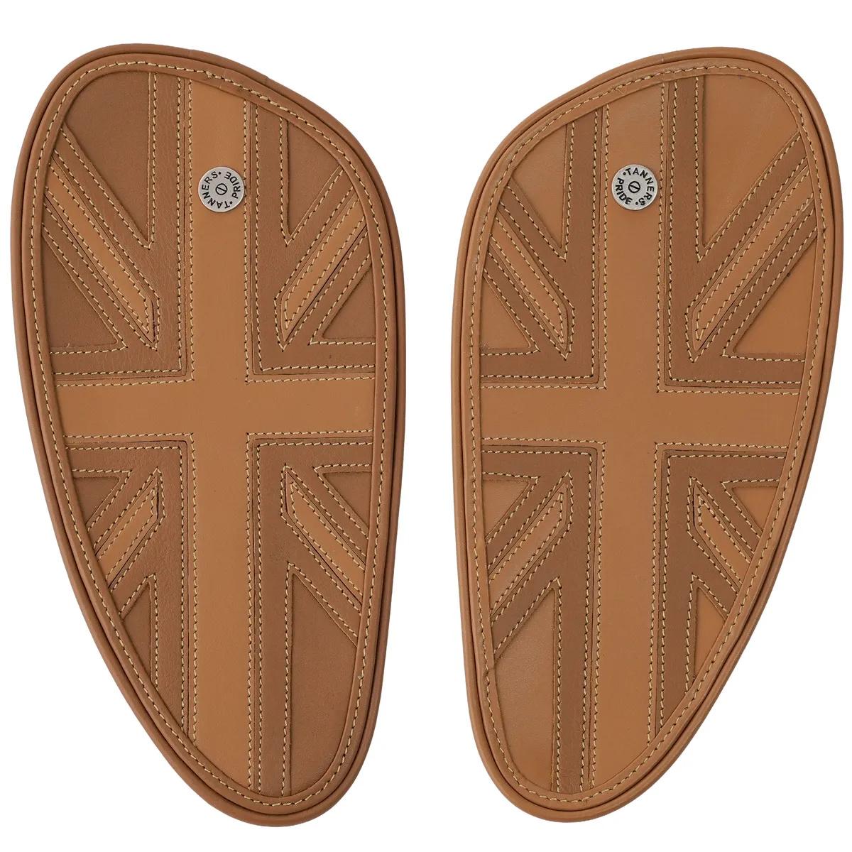 Tanners Pride Union Jack Tankpads (Interceptor 650) - Camel Tan Handcrafted Full-Grain Leather (View 1)